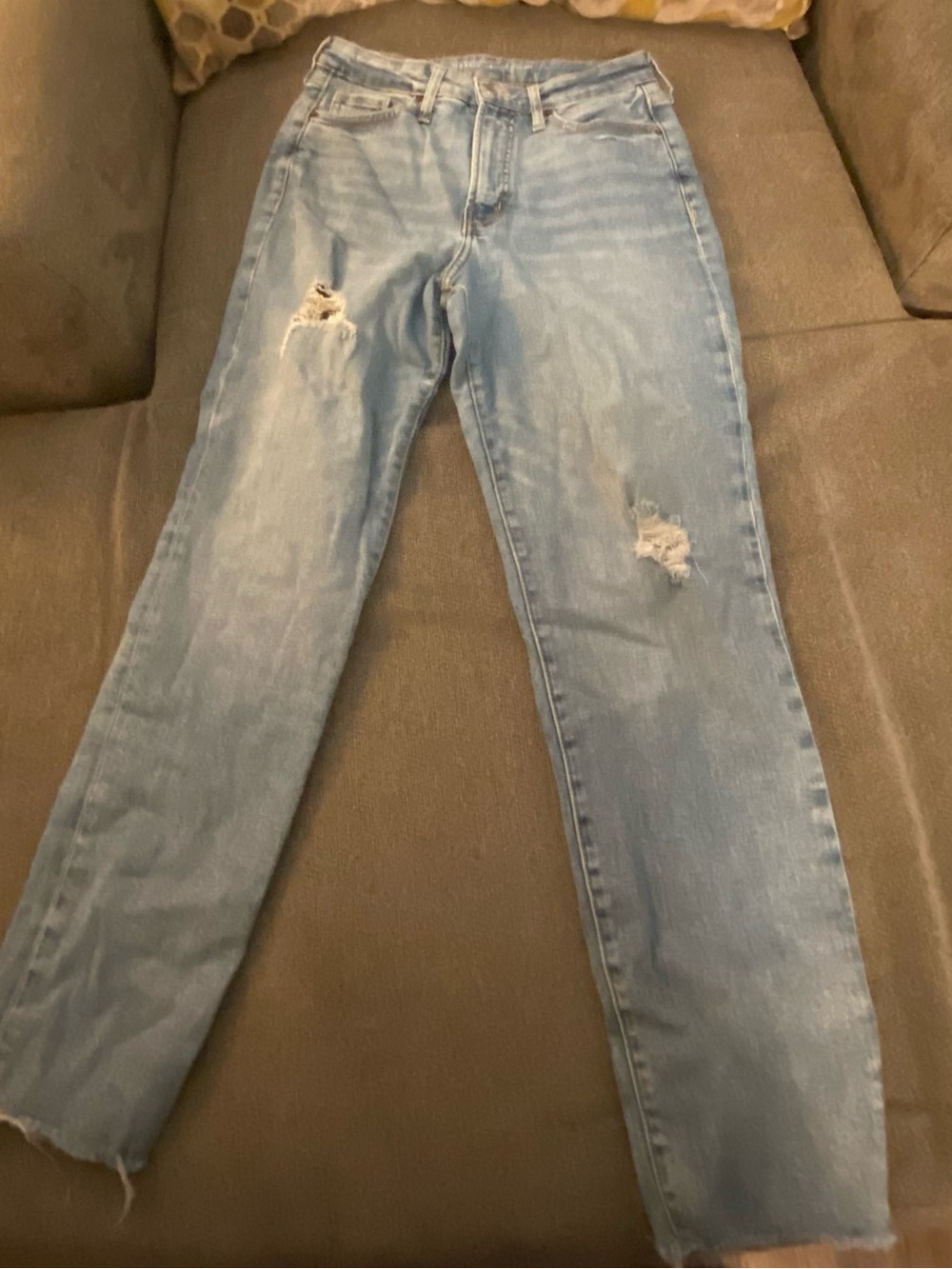 Old Navy Light Blue Distressed Straight Leg Jeans